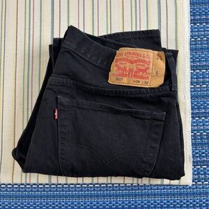 Levis 501 Jeans Mens TAG 36x32 (ACTUAL 34x32) Black Dark Wash Straight Denim E